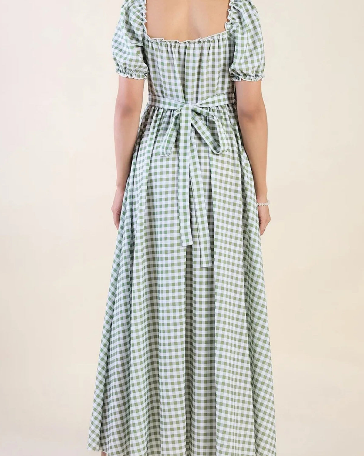 Elara Puff Sleeve Maxi Dress - Green