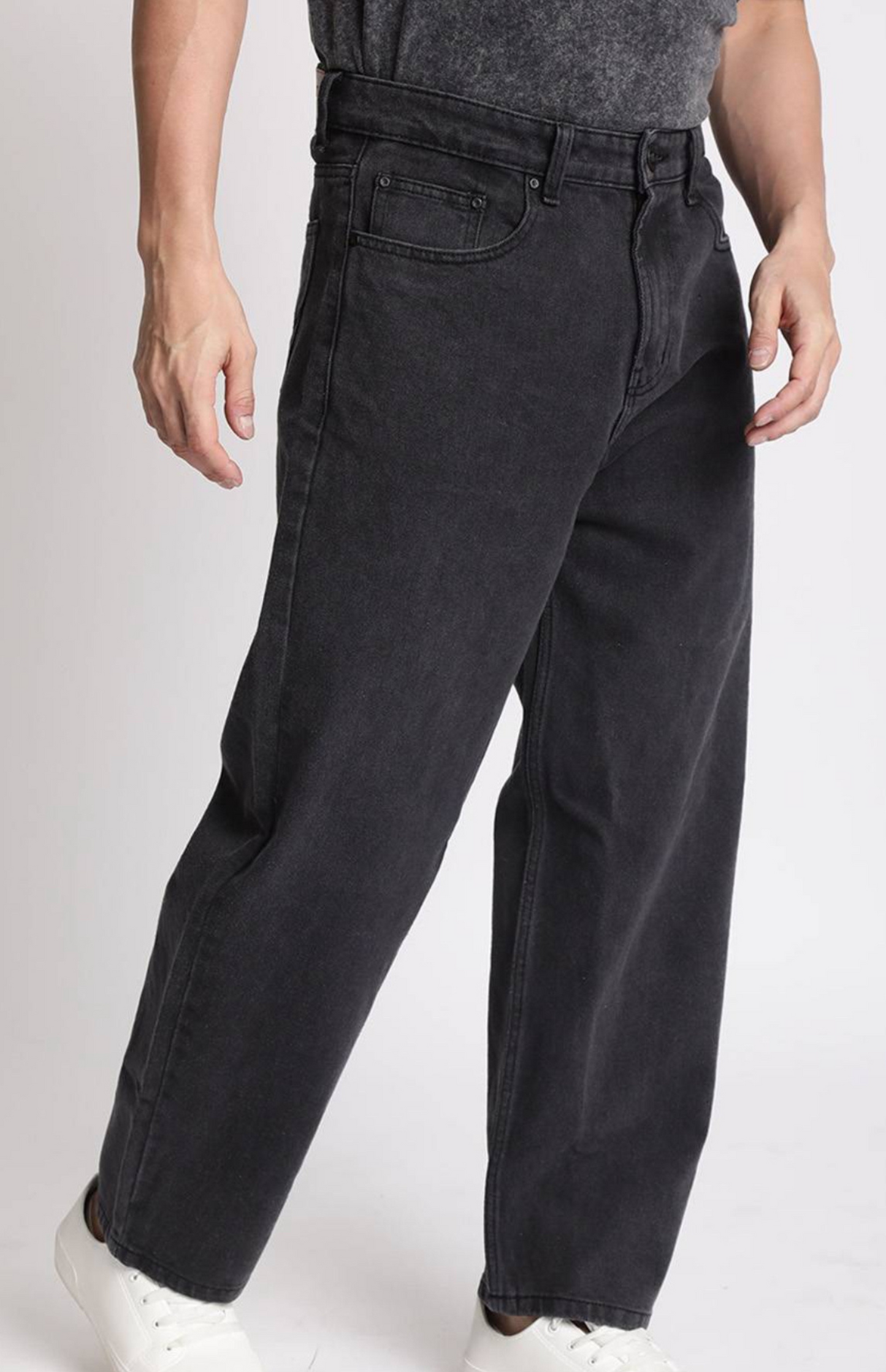 Men’s Black Cotton Baggy Jeans