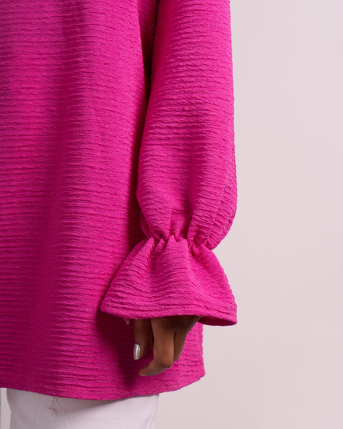 Crinkle Pop Top - Fuchsia Pink