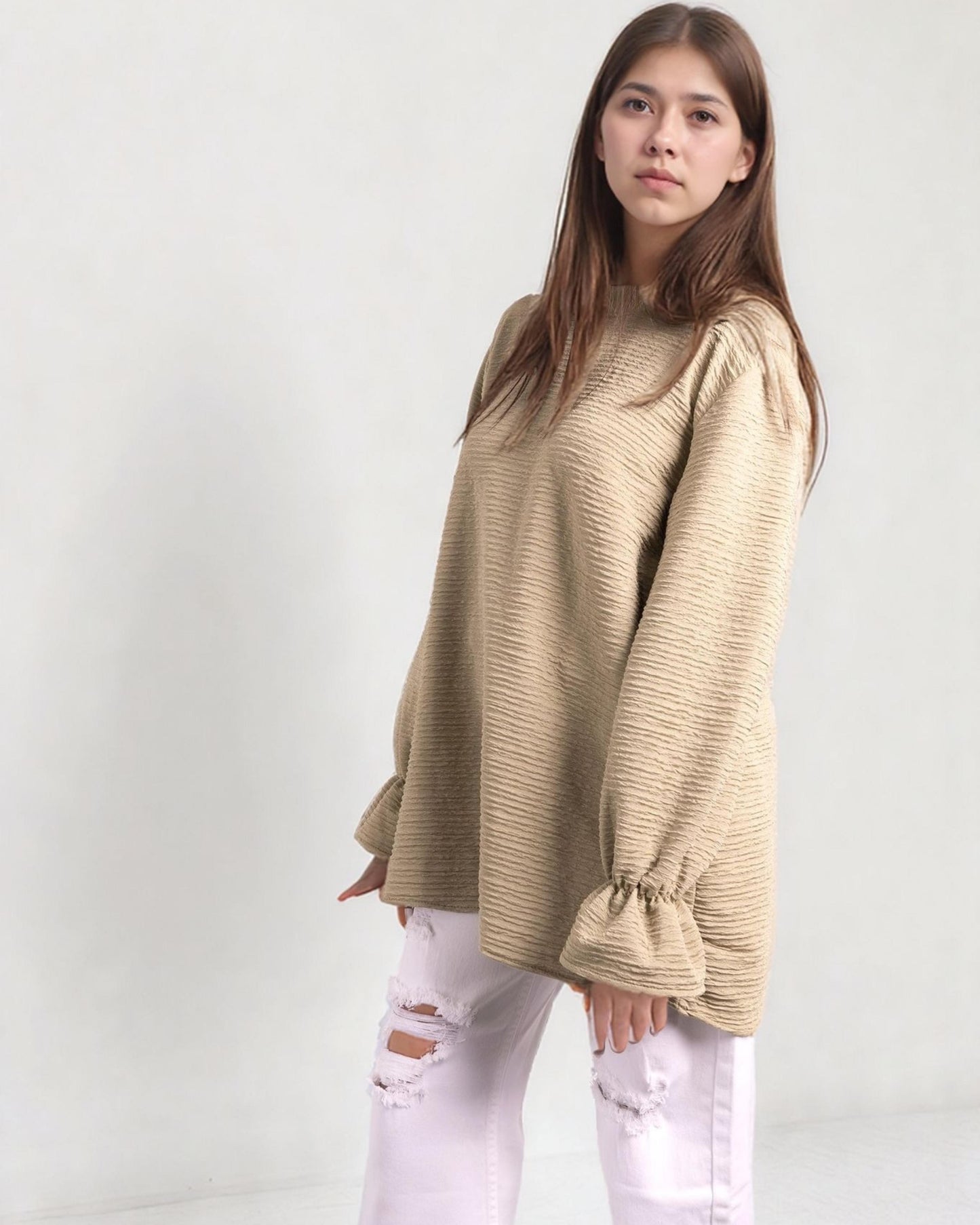 Crinkle Pop Top - Fade Green