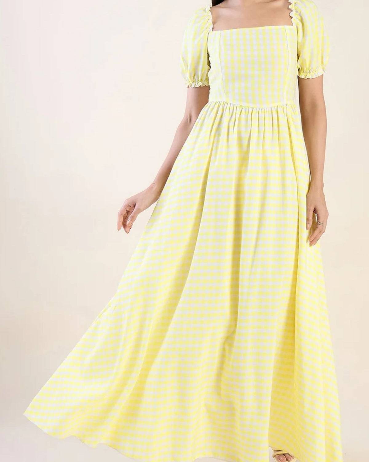 Elara Puff Sleeve  Maxi Dress - Butter Yellow