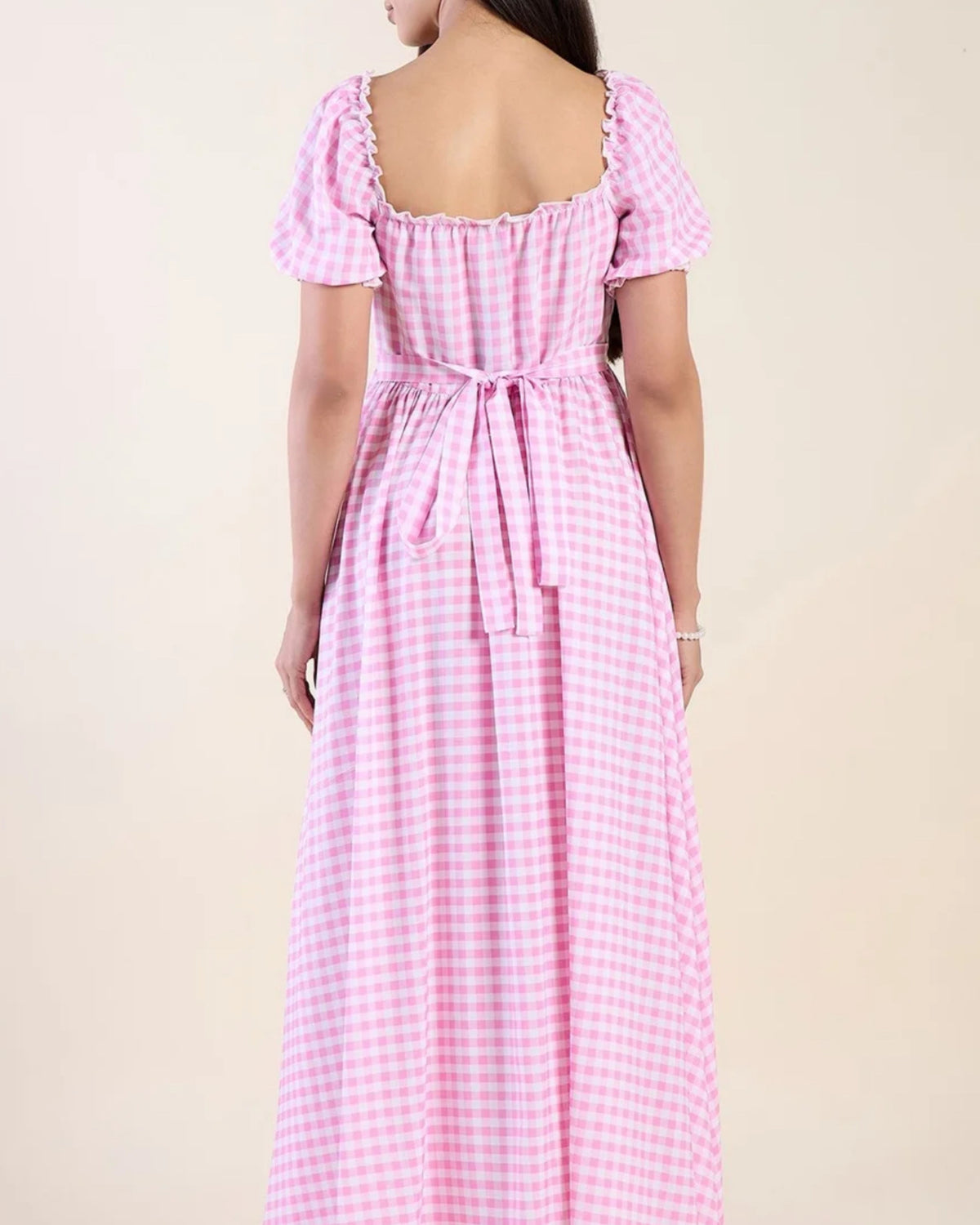 Elara Puff Sleeve  Maxi Dress - Pink