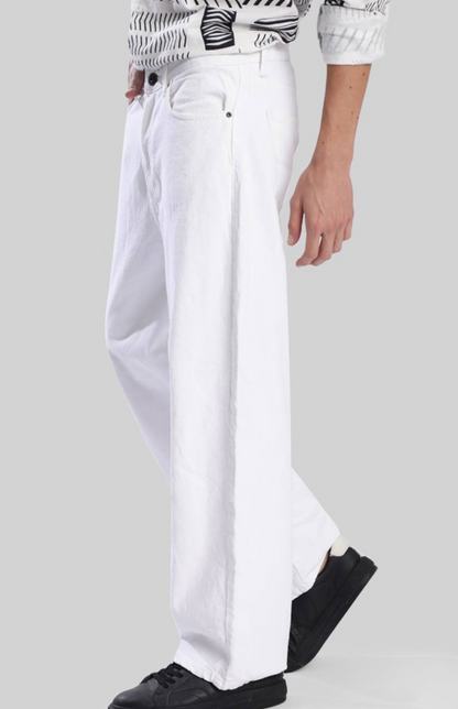 Men’s White Cotton Baggy Jeans