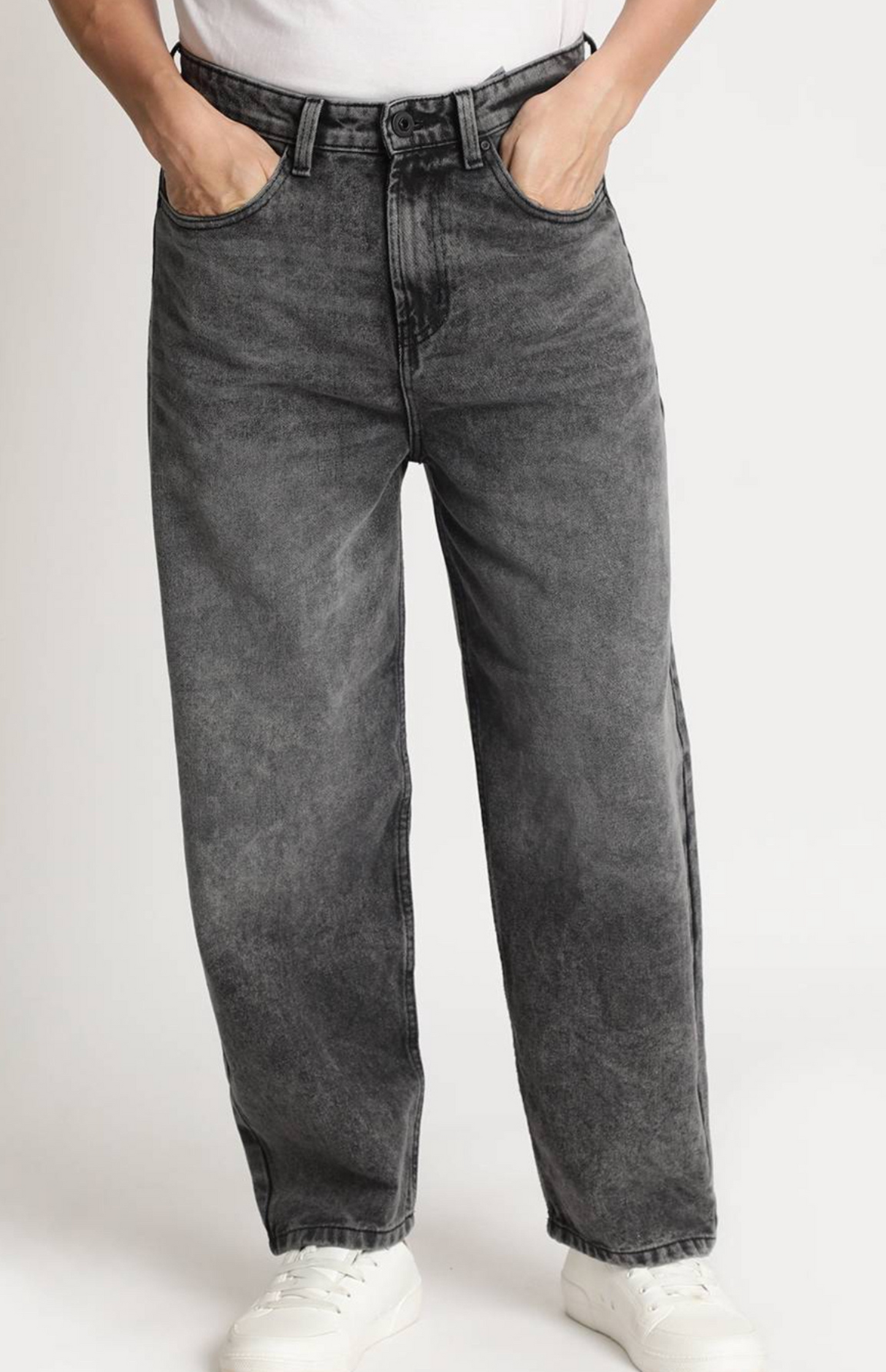 Men’s Gray Cotton Baggy Jeans