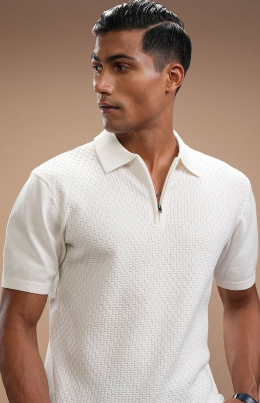 Men’s polo collar T-shirt - White