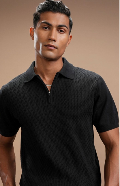 Men’s polo collar T-shirt - Black
