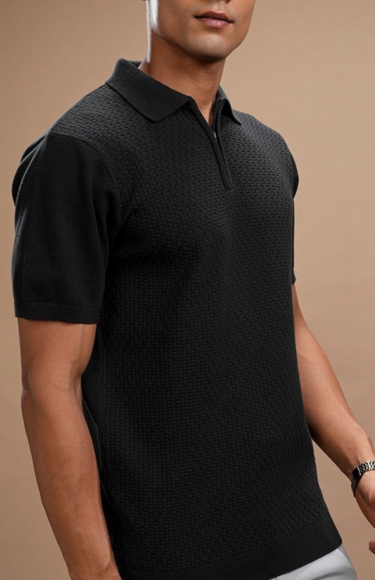 Men’s polo collar T-shirt - Black