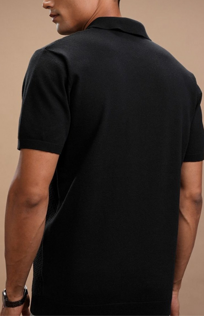 Men’s polo collar T-shirt - Black