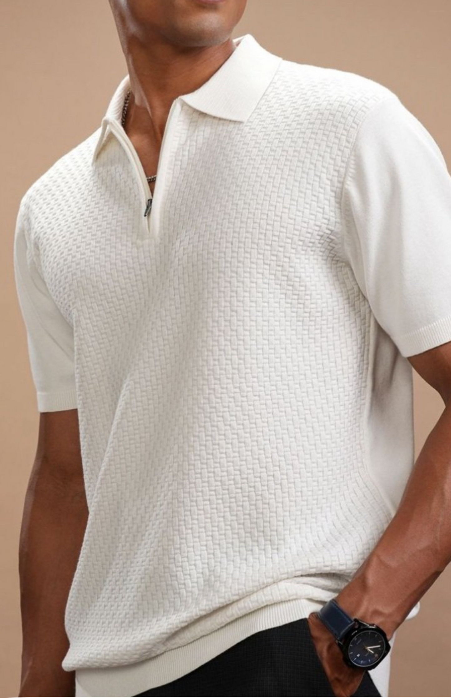 Men’s polo collar T-shirt - White