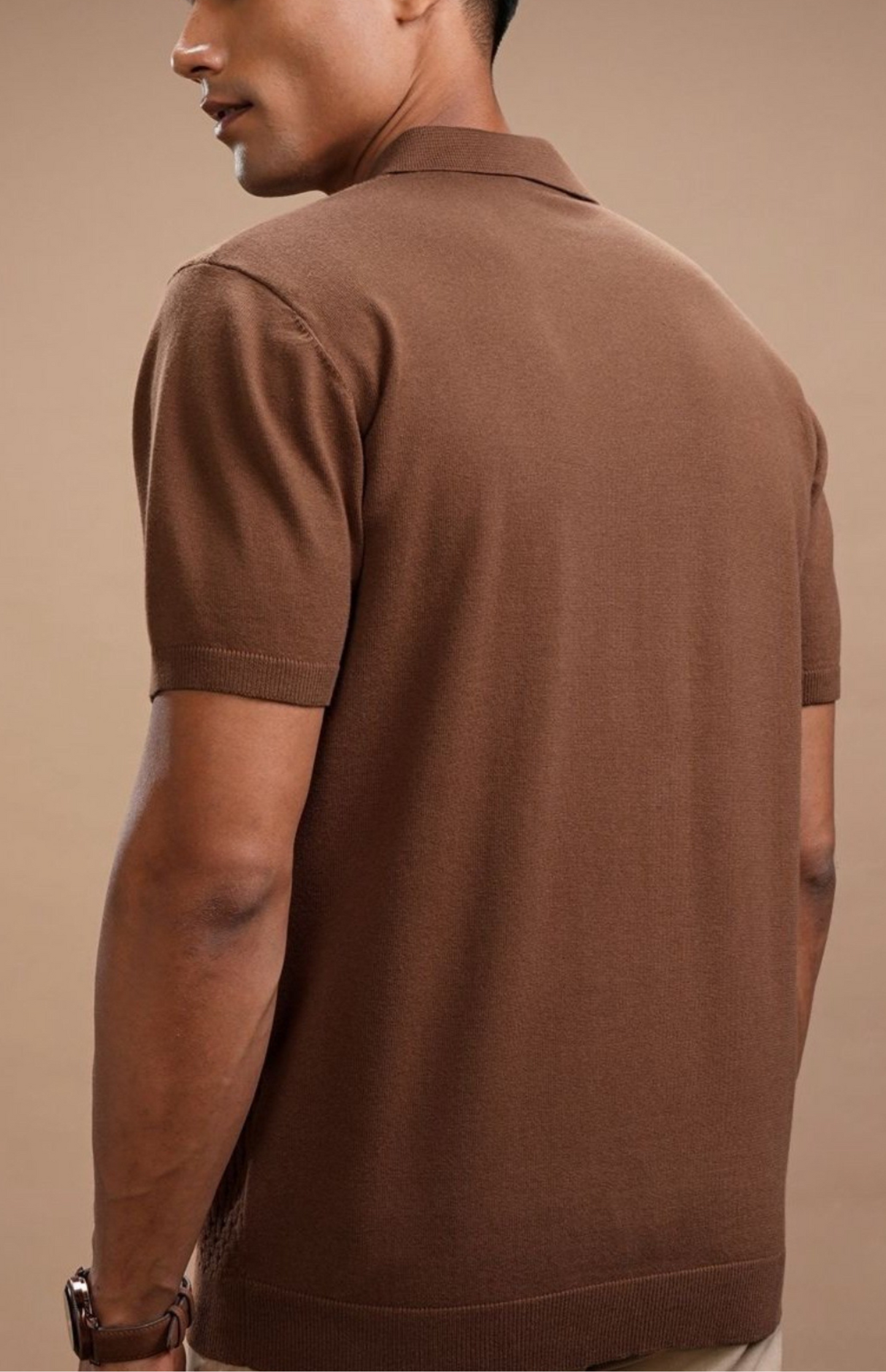 Men’s polo collar T-shirt - Brown
