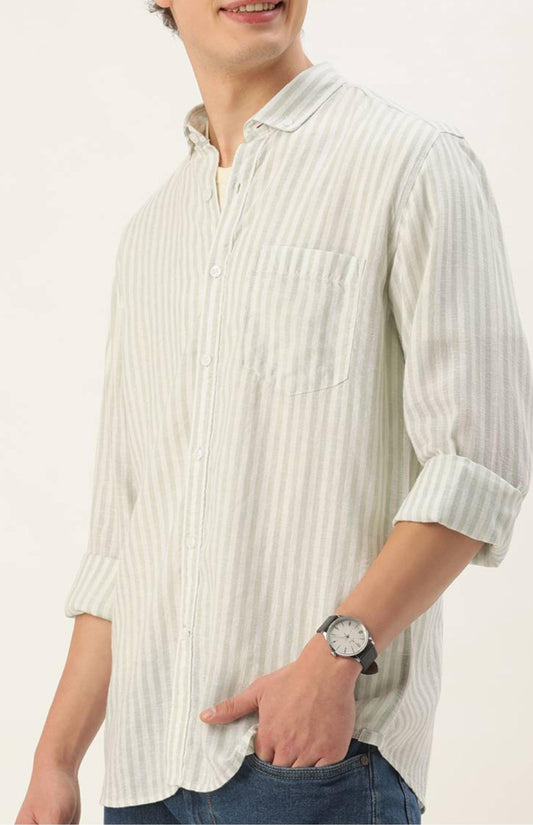 Men’s cotton striped Formal shirts - Green