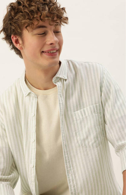 Men’s cotton striped Formal shirts - Green