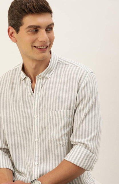 Men’s cotton striped Formal shirts - Gray