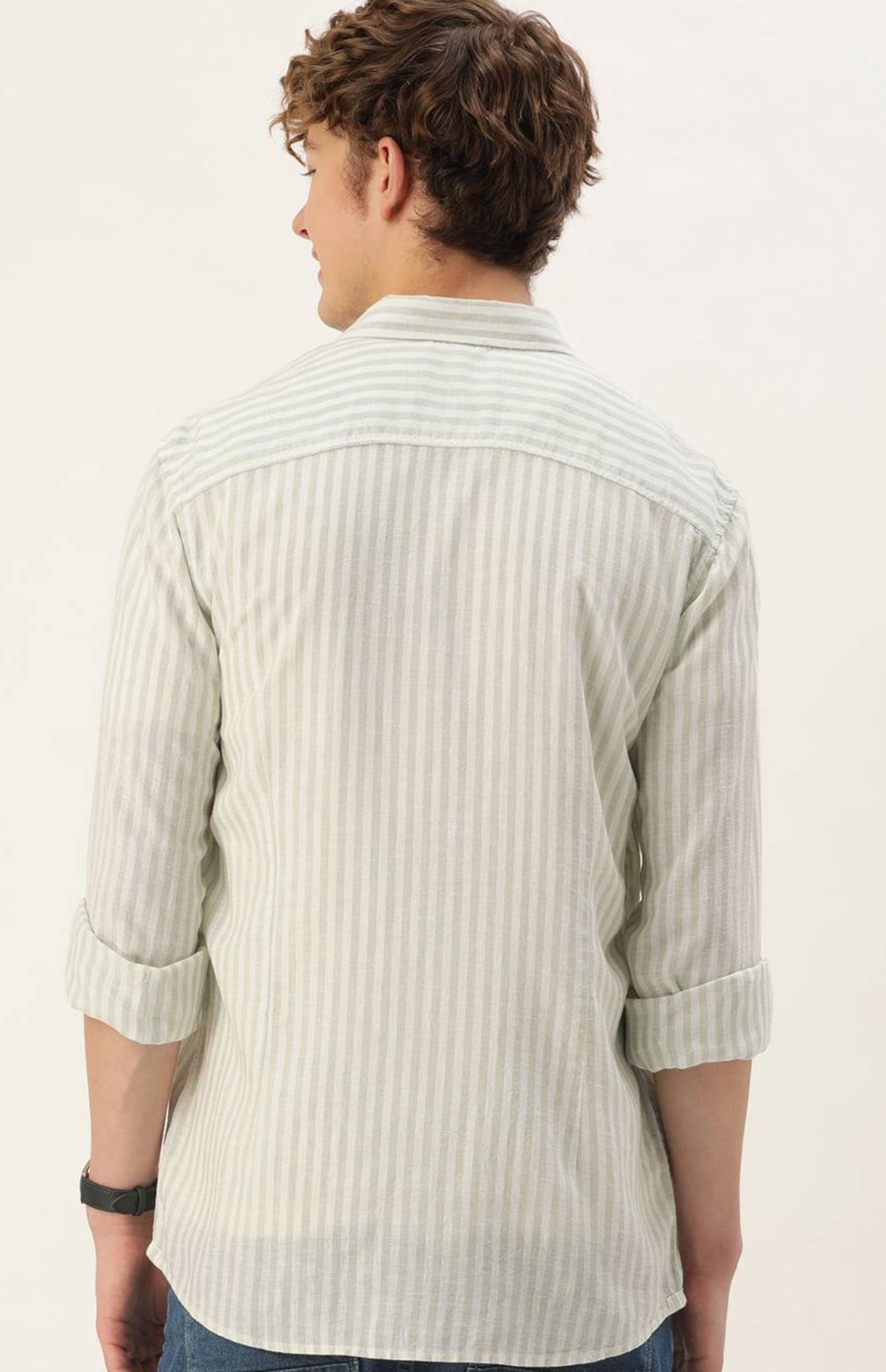 Men’s cotton striped Formal shirts - Green