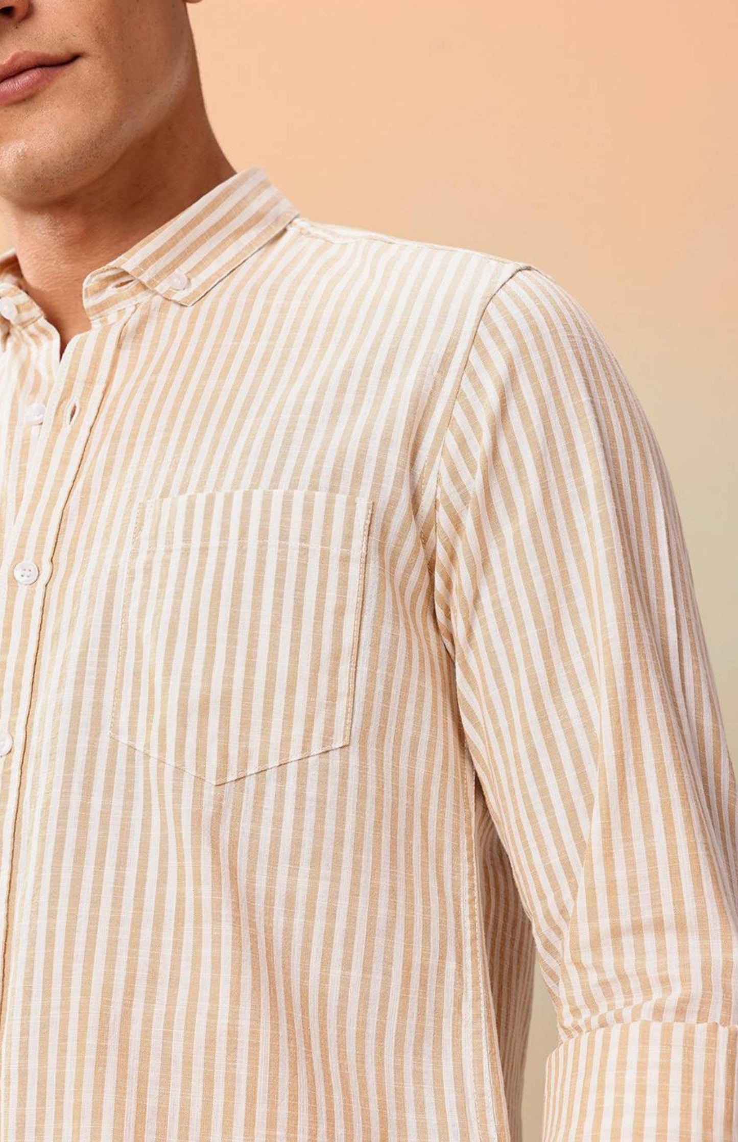 Men’s cotton striped Formal shirts - Yellow