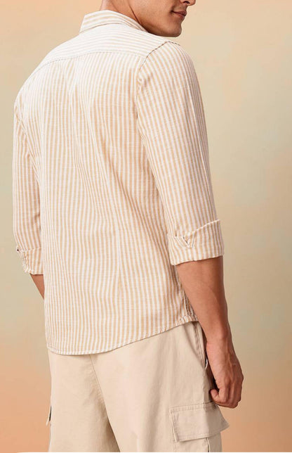 Men’s cotton striped Formal shirts - Yellow