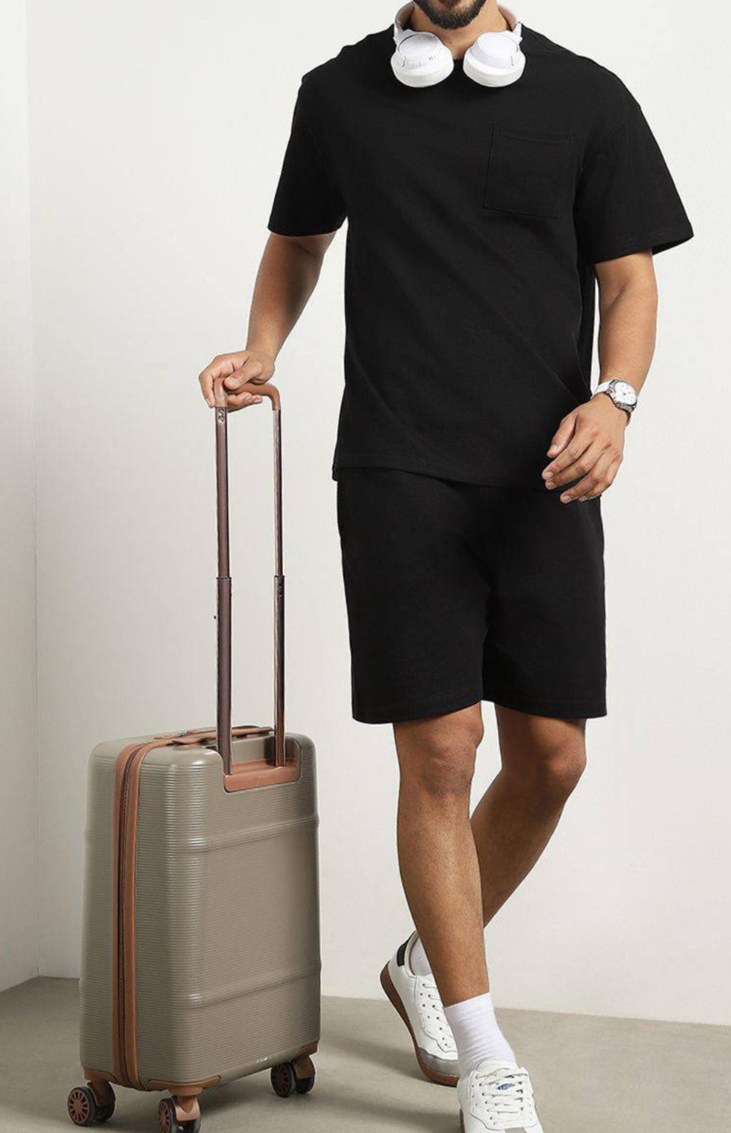 Men’s oversized T-shirt with shorts Co-Ods - Black