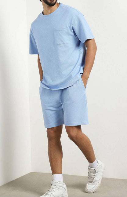 Men’s oversized T-shirt with shorts Co-Ods - Soft Blue