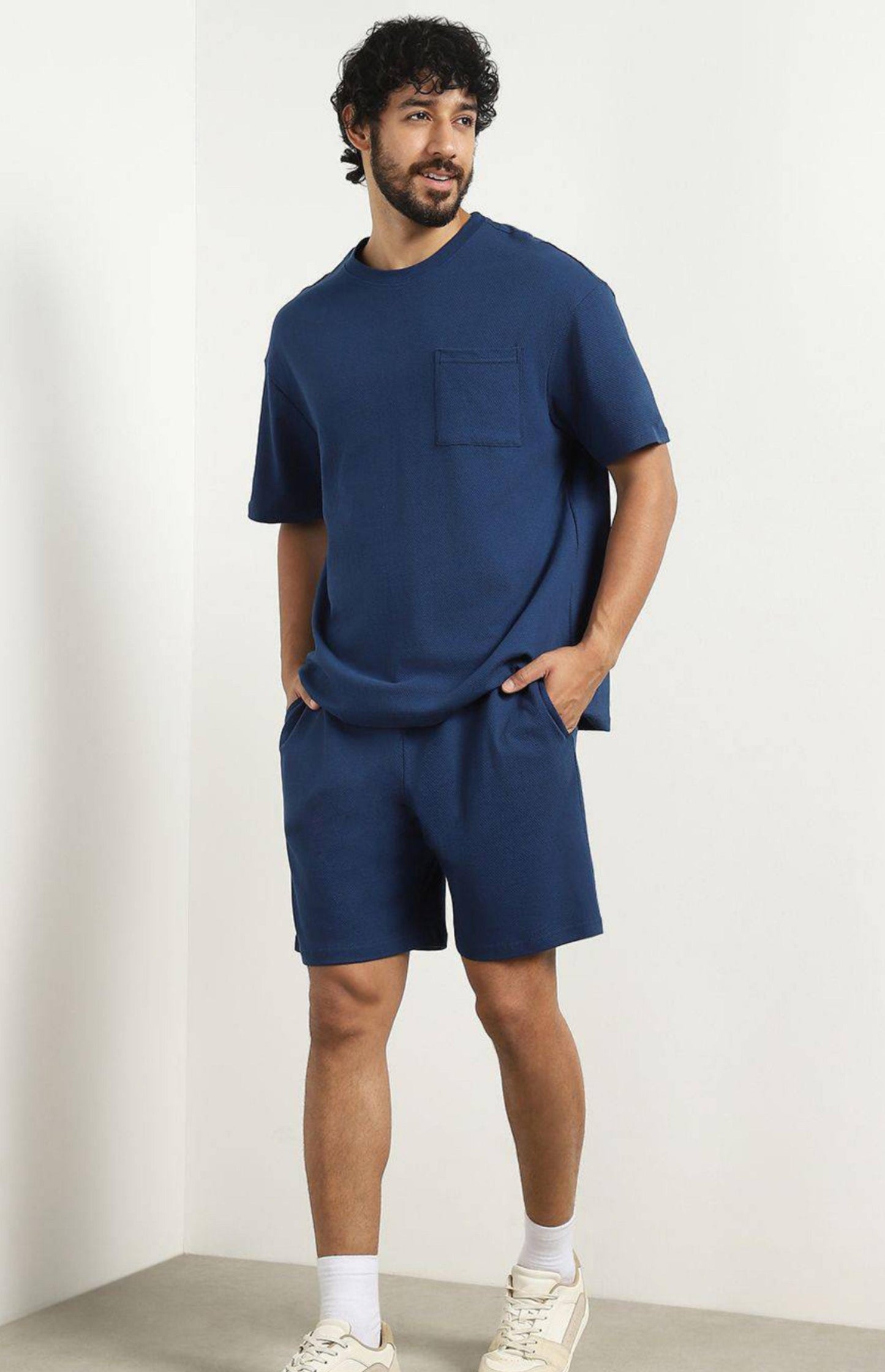 Men’s oversized T-shirt with shorts Co-Ods - Navy Blue