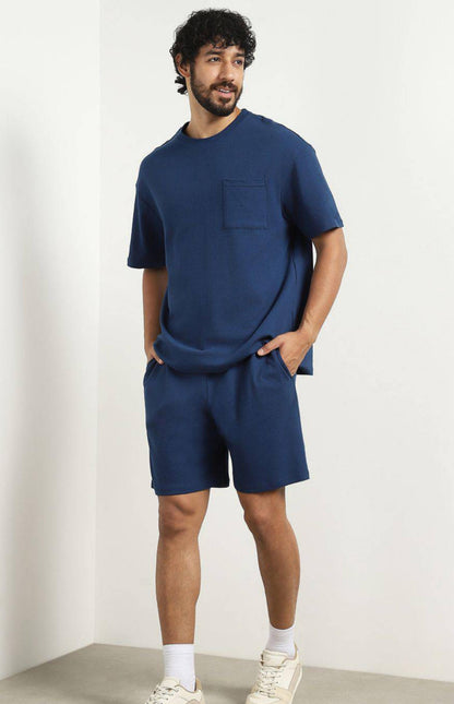 Men’s oversized T-shirt with shorts Co-Ods - Navy Blue
