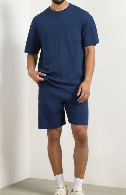Men’s oversized T-shirt with shorts Co-Ods - Navy Blue