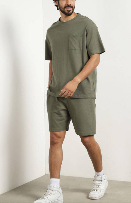 Men’s oversized T-shirt with shorts Co-Ods - Emerald Green
