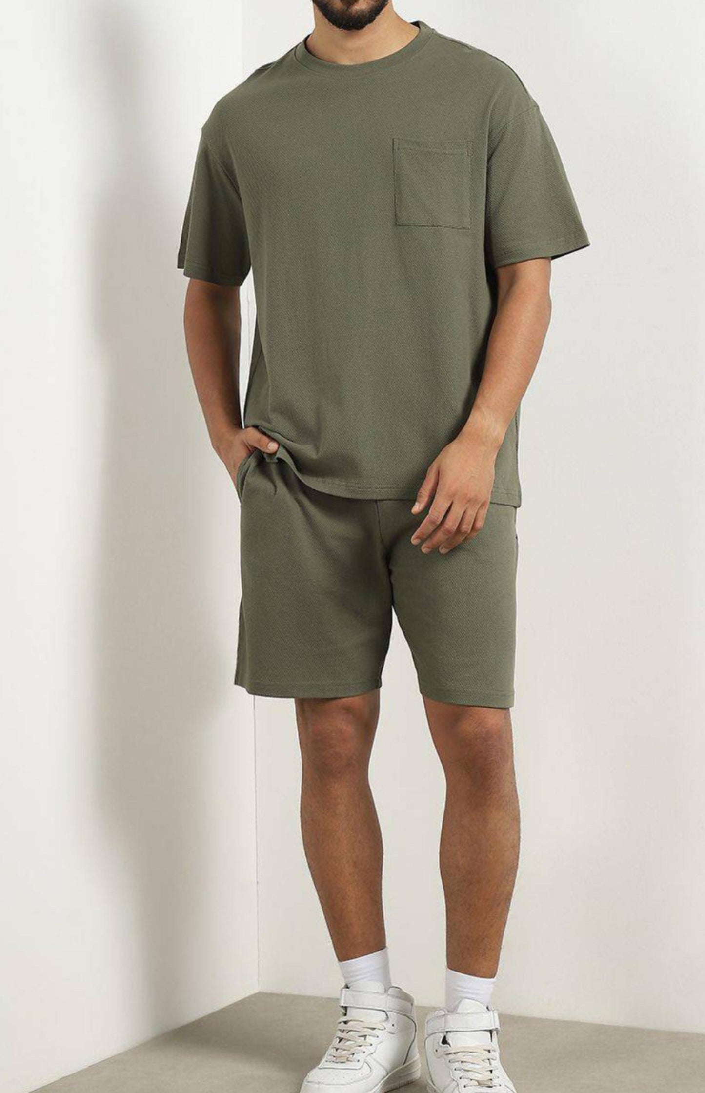 Men’s oversized T-shirt with shorts Co-Ods - Emerald Green