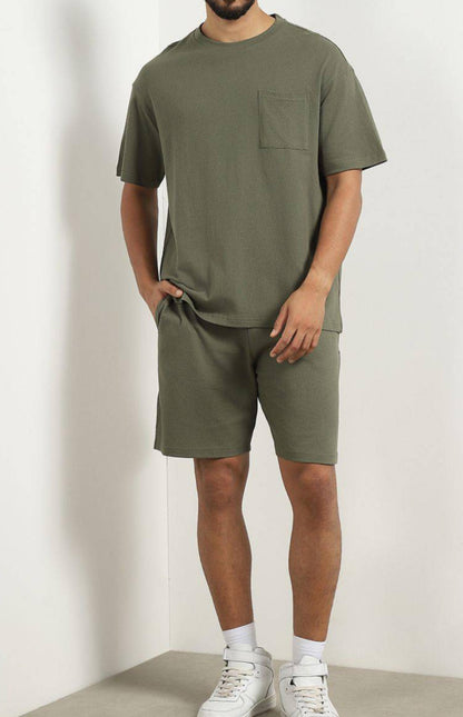 Men’s oversized T-shirt with shorts Co-Ods - Emerald Green