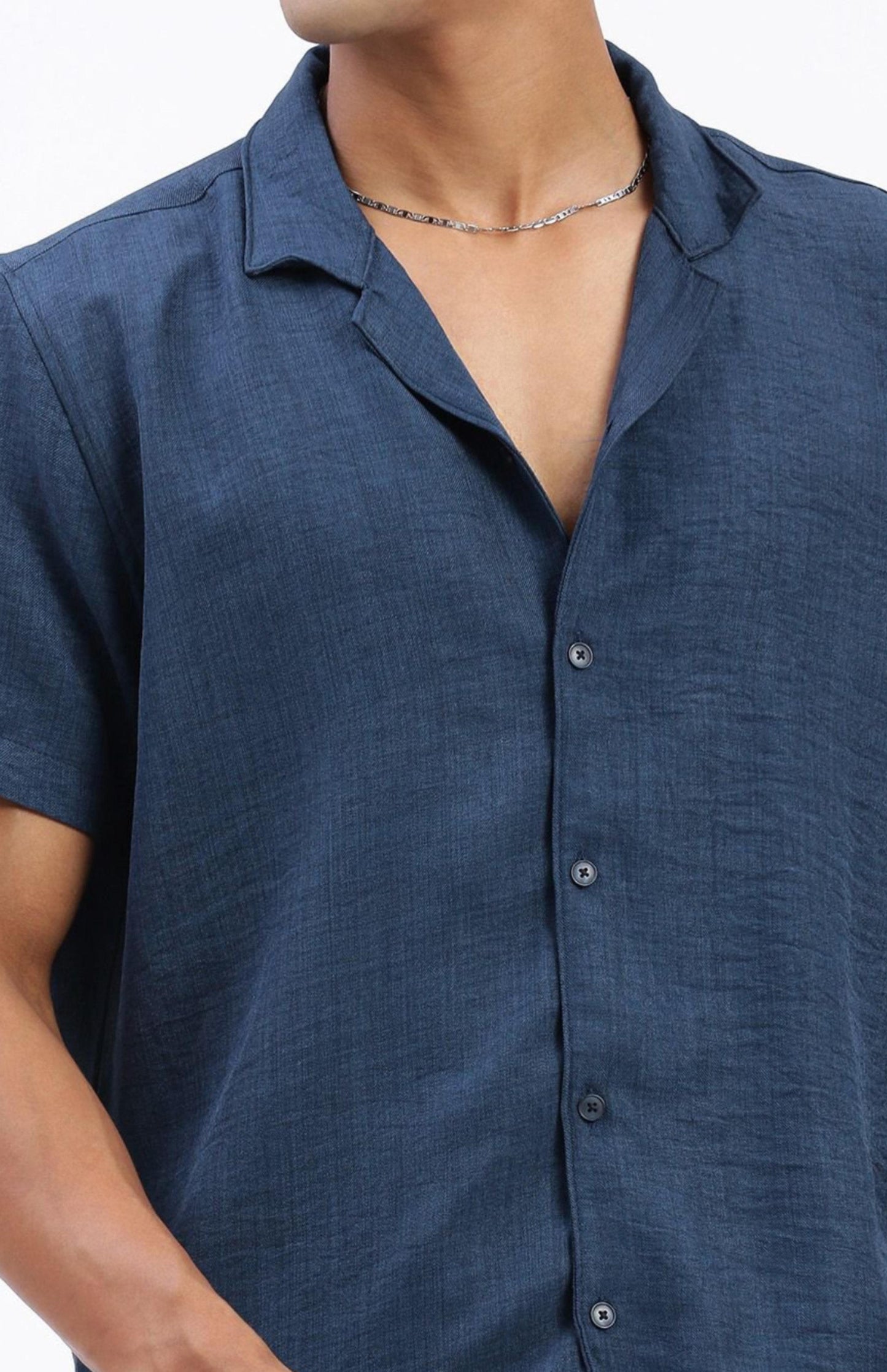 Cuban Collar shirt with Shorts Co-Ords - Blue