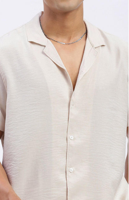 Cuban Collar shirt with Shorts Co-Ords - Off White