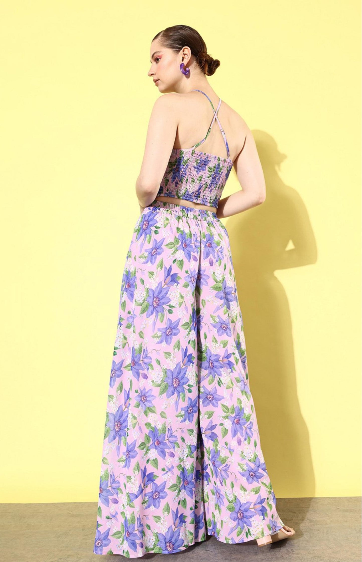 Floriva Two piece Crop Top with Bottom’s - Purple