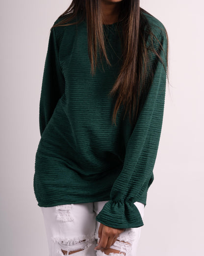 Crinkle Pop Top - Emerald Green