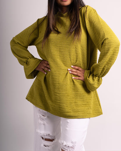 Crinkle Pop Top - Sage Green