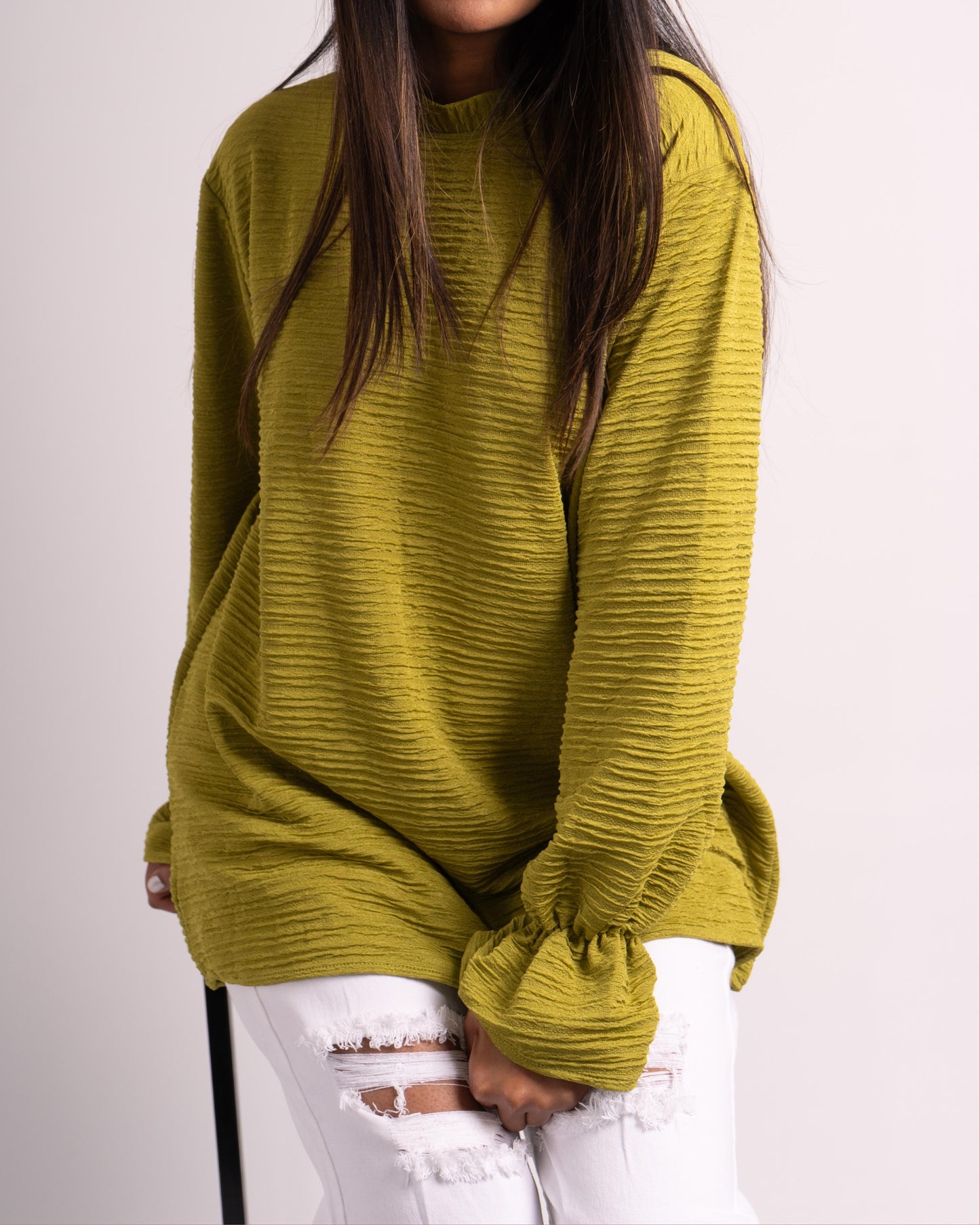 Crinkle Pop Top - Sage Green