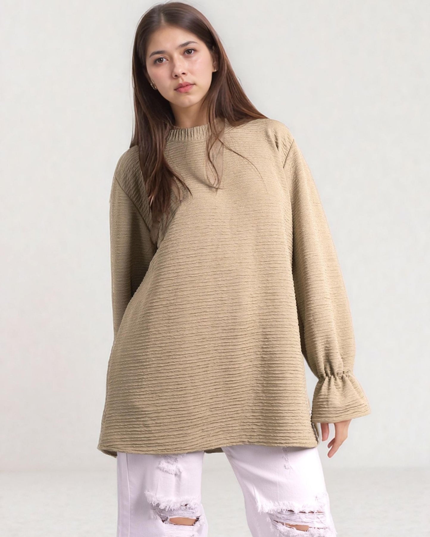 Crinkle Pop Top - Fade Green