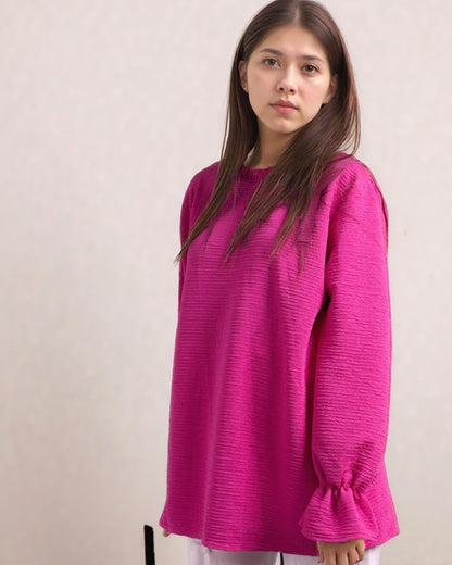 Crinkle Pop Top - Fuchsia Pink