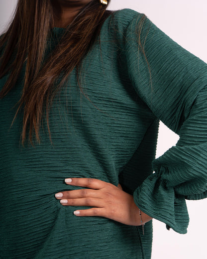 Crinkle Pop Top - Emerald Green