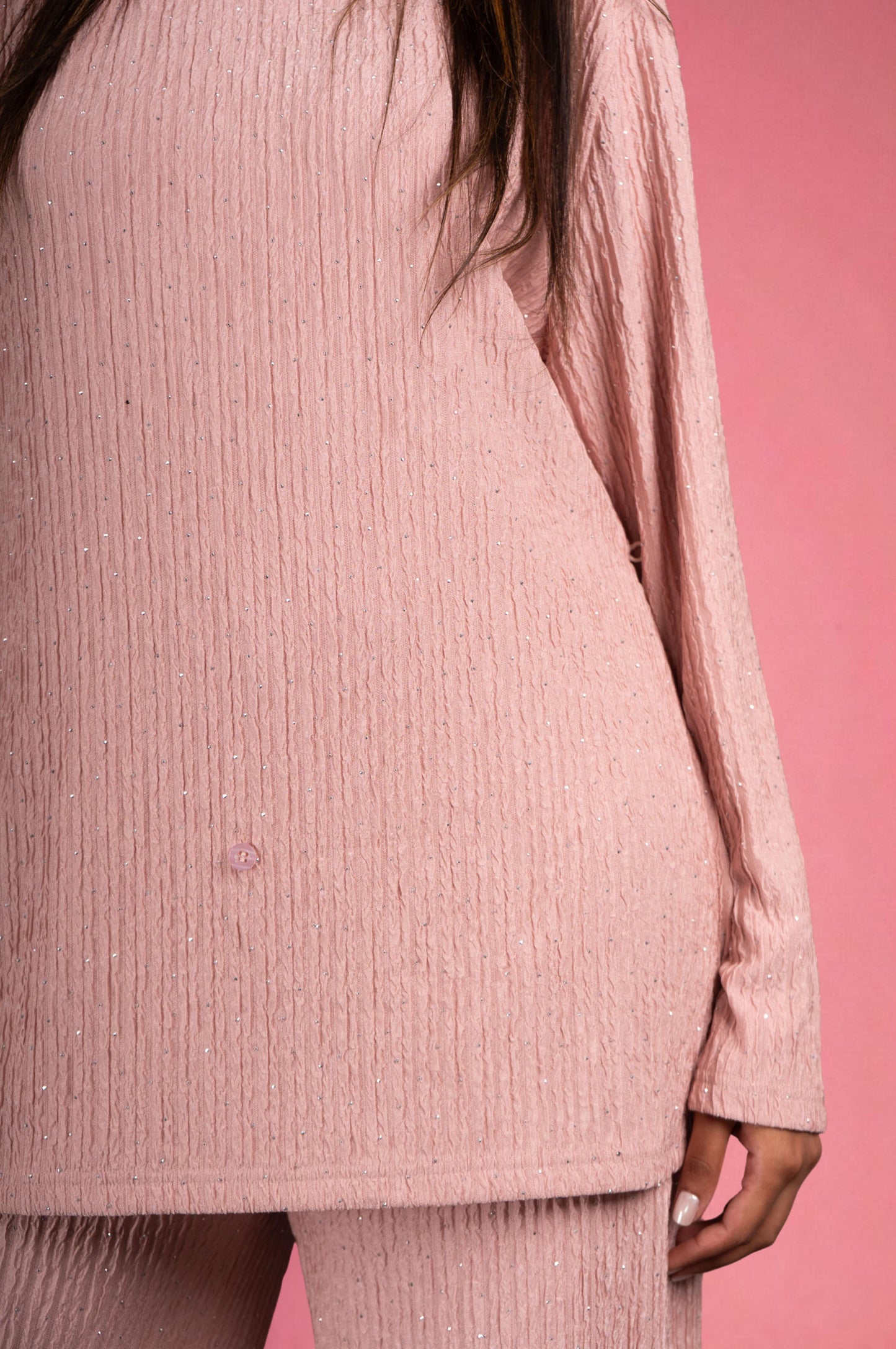 Two Piece shimmer Co-Ord Set-Soft Pink