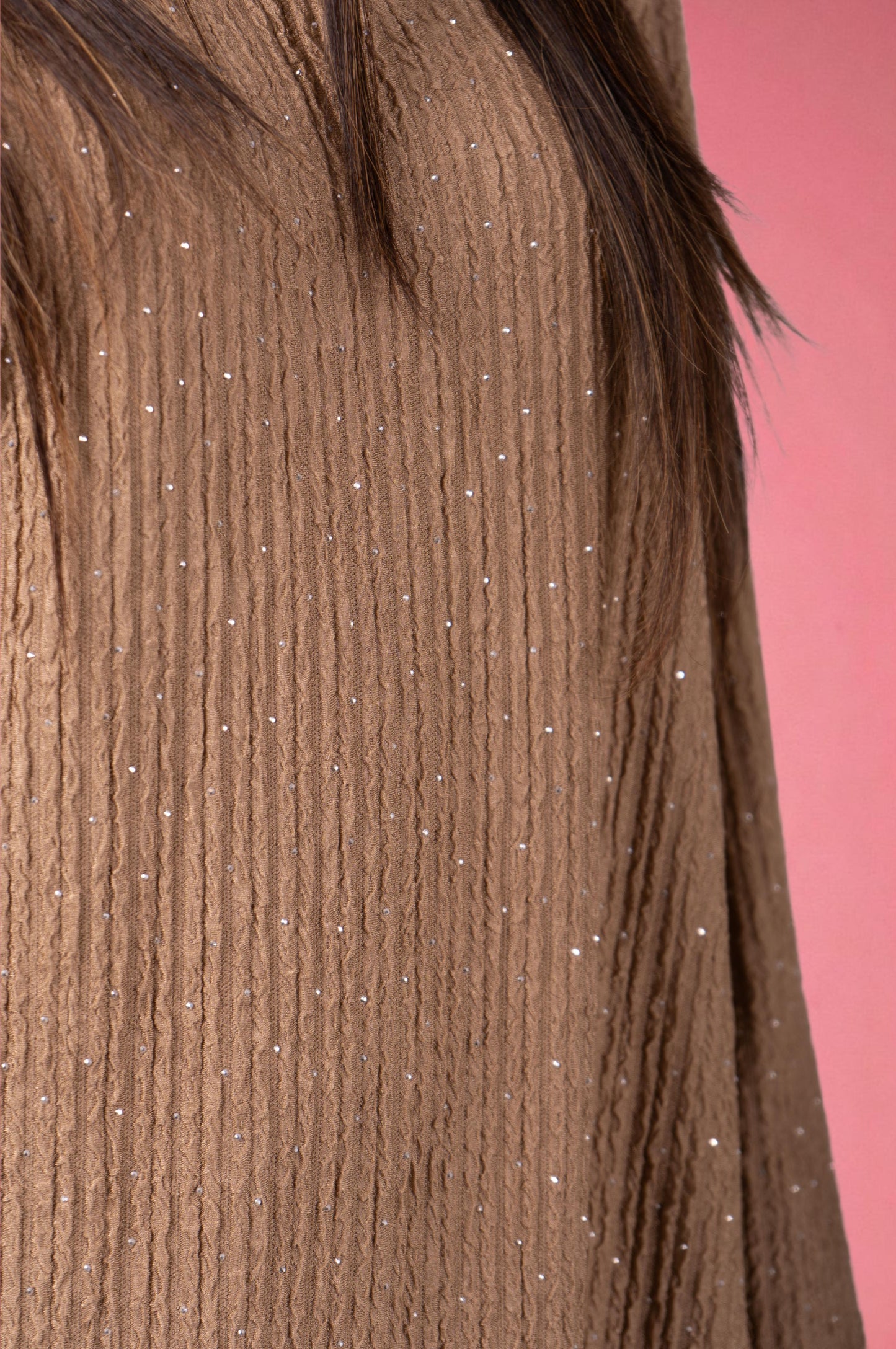 Two Piece shimmer Co-Ord Set-Brown