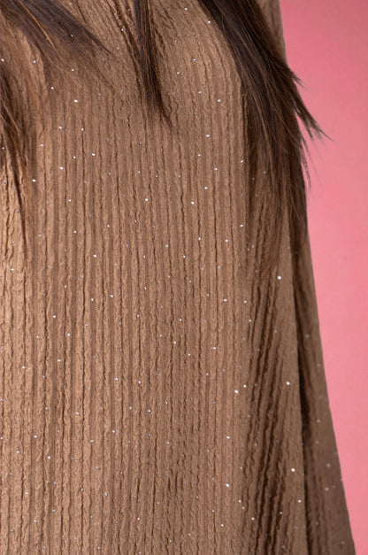 Two Piece shimmer Co-Ord Set-Brown