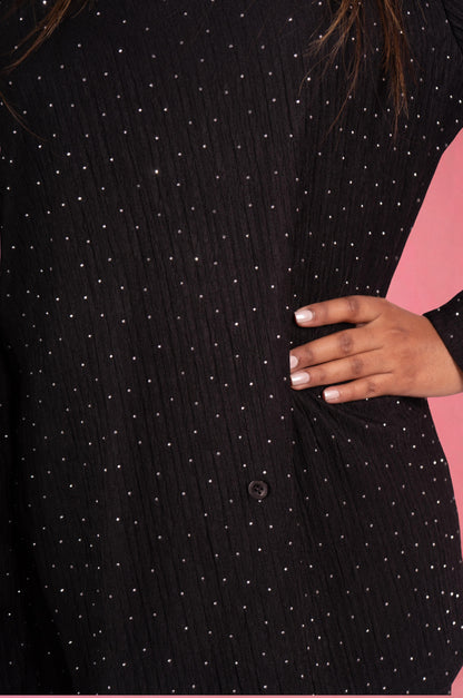 Two Piece shimmer Co-Ord Set-Black