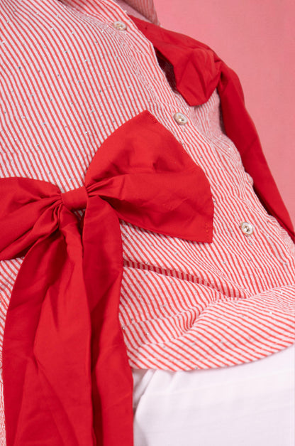 Oversized Bow Shirt - Red