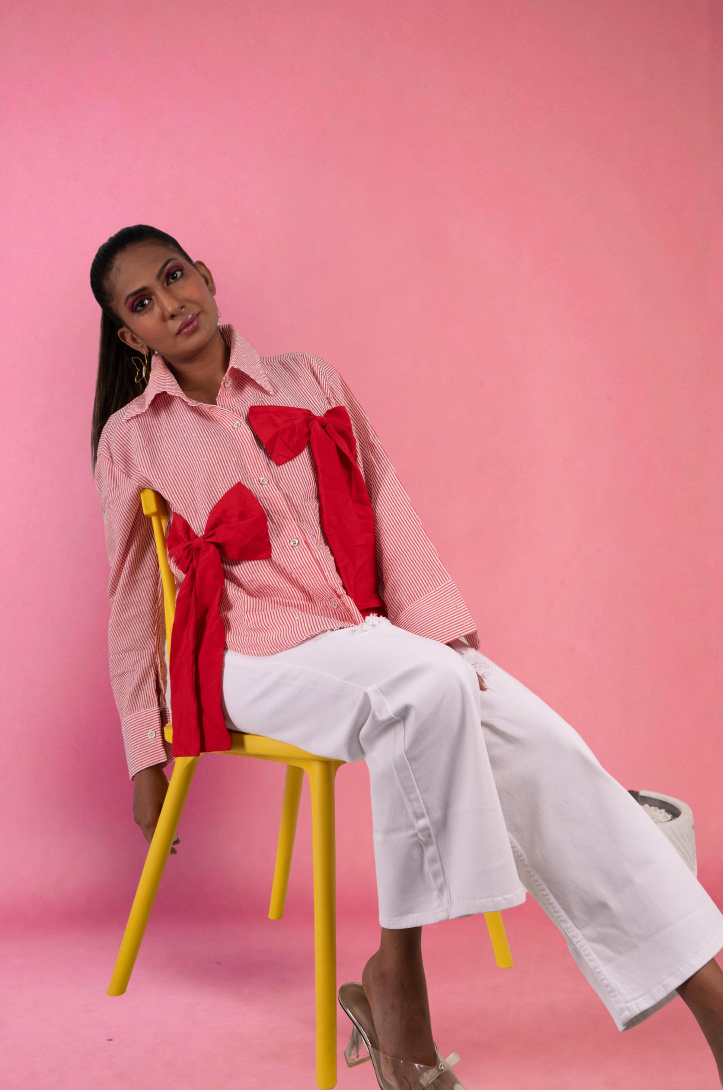 Oversized Bow Shirt - Red