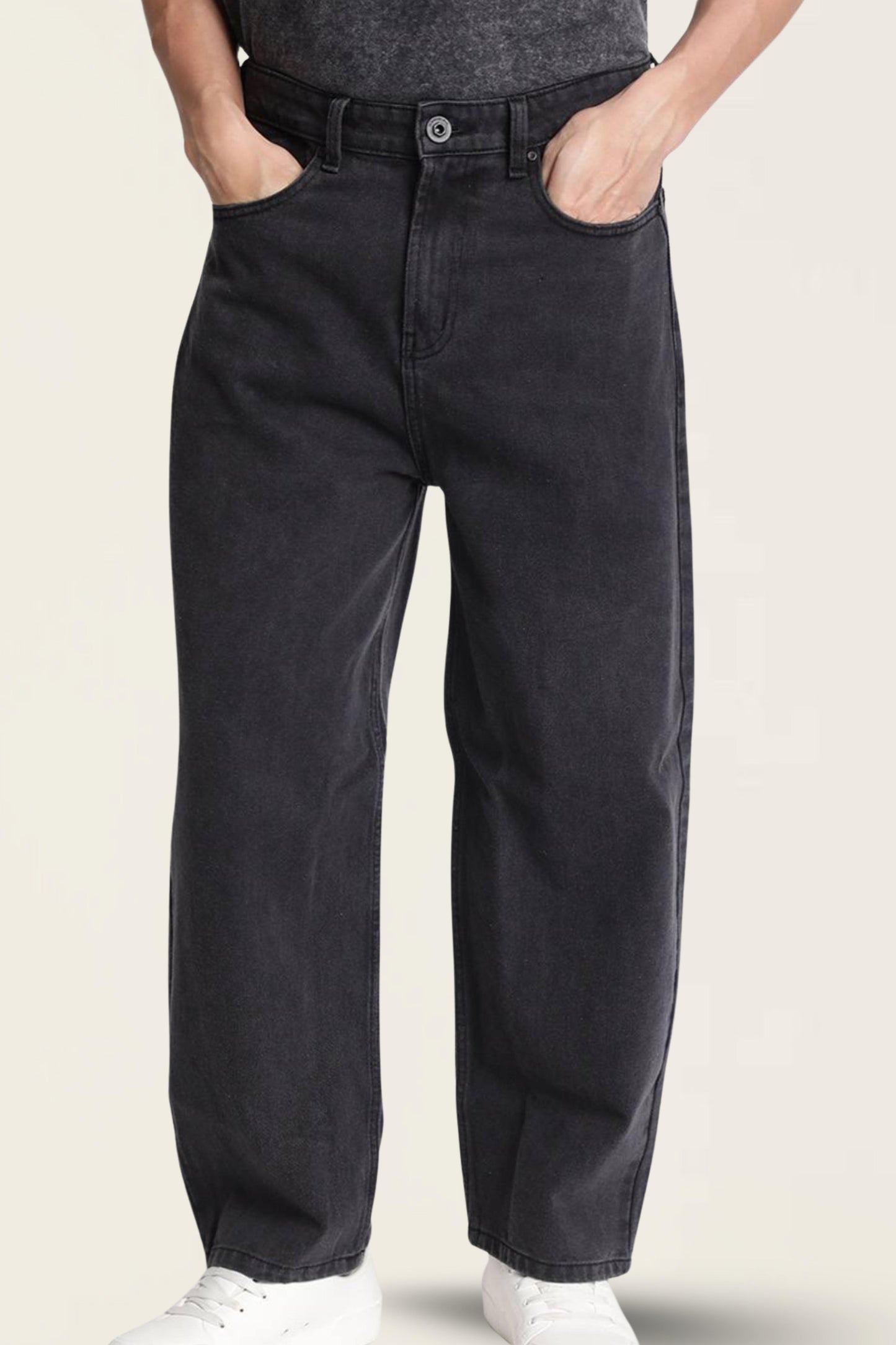 Men’s Black Cotton Baggy Jeans