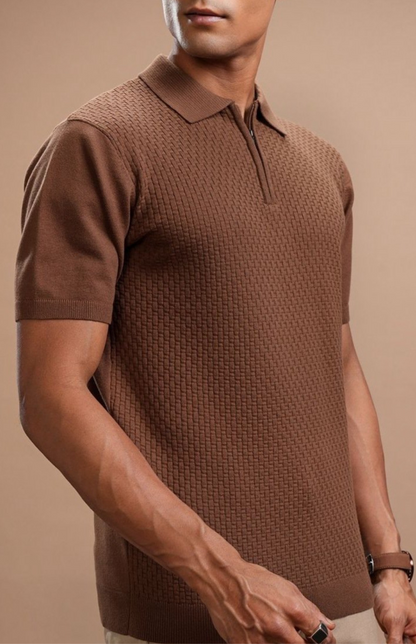 Men’s polo collar T-shirt - Brown